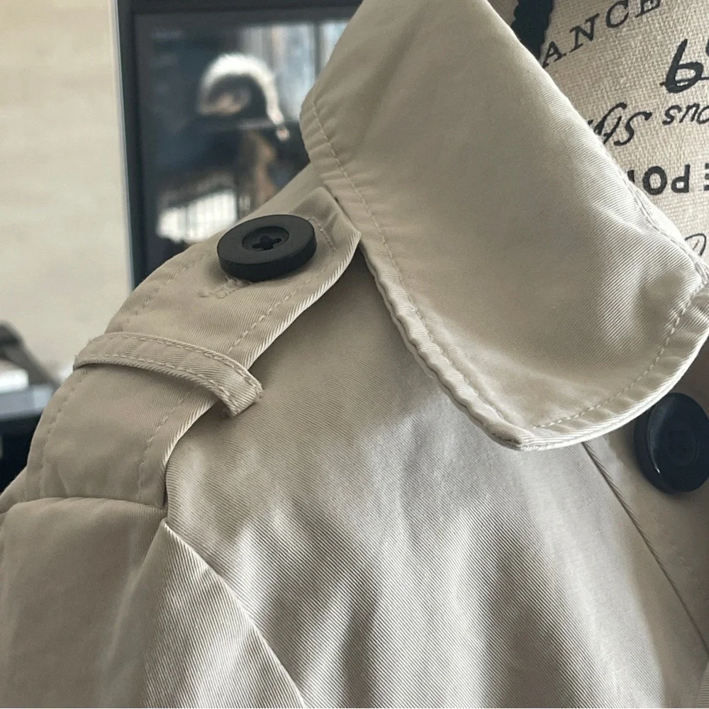 Mexx Cream Colored Lined Double Breast Trench Coat with belt Size 36 - Picture 5 of 16